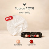 Taurus Zodiac Metal Bracelet with Free Raw Selenite Plate