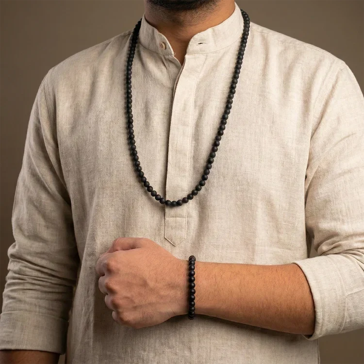 Karungali Malai (8mm) with 8mm Karungali Bracelet (Govt. Certified) - Image 5