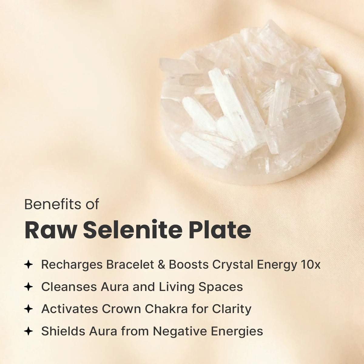 Aries Zodiac Metal Bracelet with Free Raw Selenite Plate