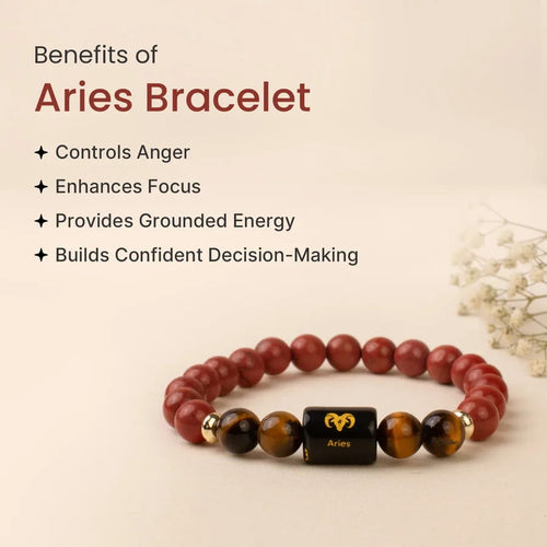 Aries (मेष राशि) Zodiac Red Jasper & Tiger Eye Bracelet - Image 2