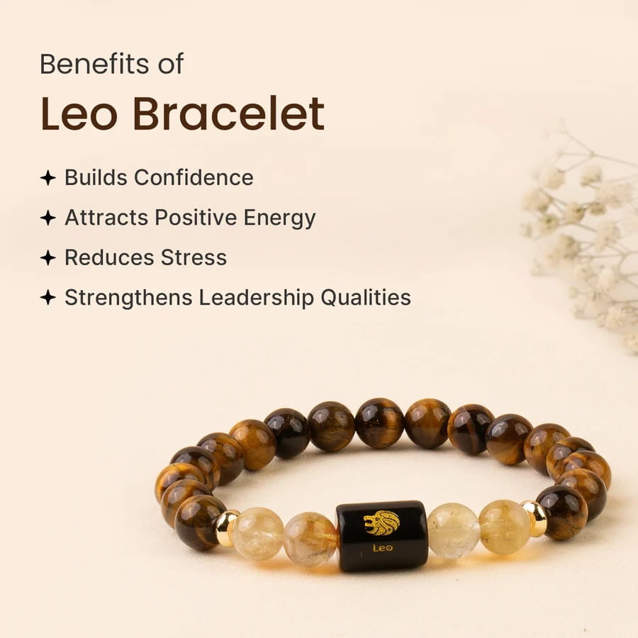 Leo (सिंह राशि) Zodiac Tiger Eye & Citrine Bracelet - Image 2