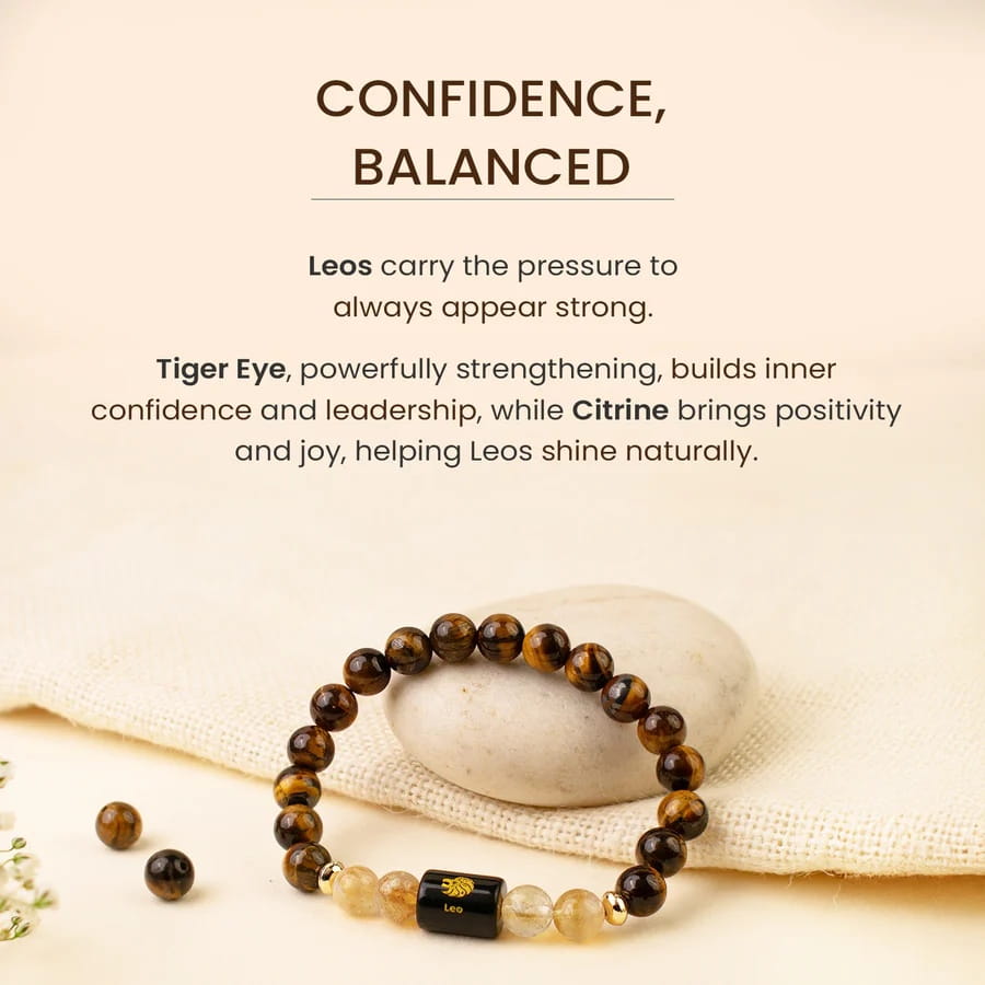 Leo (सिंह राशि) Zodiac Tiger Eye & Citrine Bracelet - Image 3