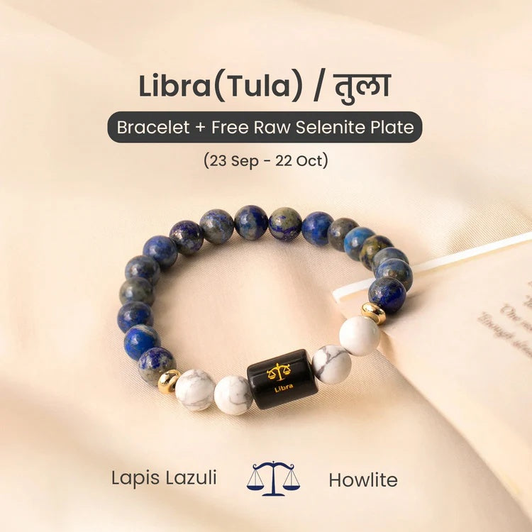 Libra (तुला राशि) Zodiac LapisLazuli & Howlite Bracelet - Image 1