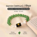 Gemini (मिथुन राशि) Zodiac Green Aventurine & Milky Quartz Bracelet - Image 1