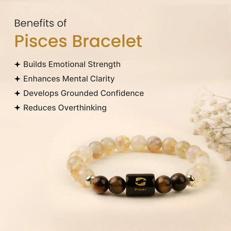 Pisces (मीन राशि) Zodiac Citrine & Tiger Eye Bracelet - Image 2