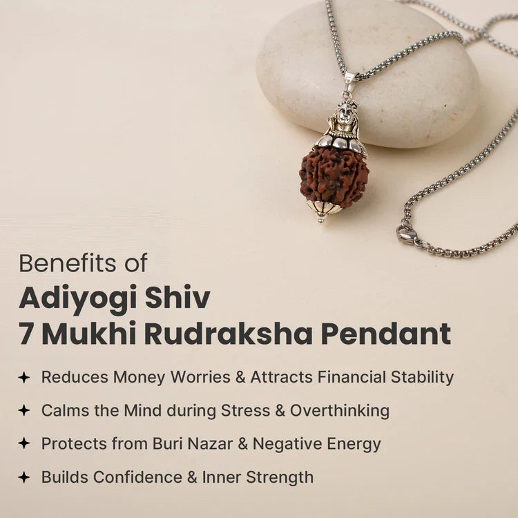 Adiyogi Shiv 7 Mukhi Rudraksha Pendant - Image 2