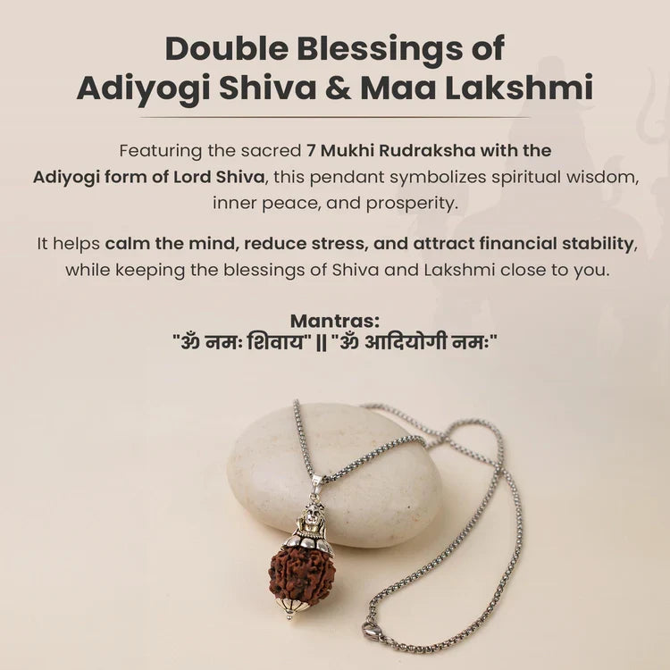 Adiyogi Shiv 7 Mukhi Rudraksha Pendant - Image 3