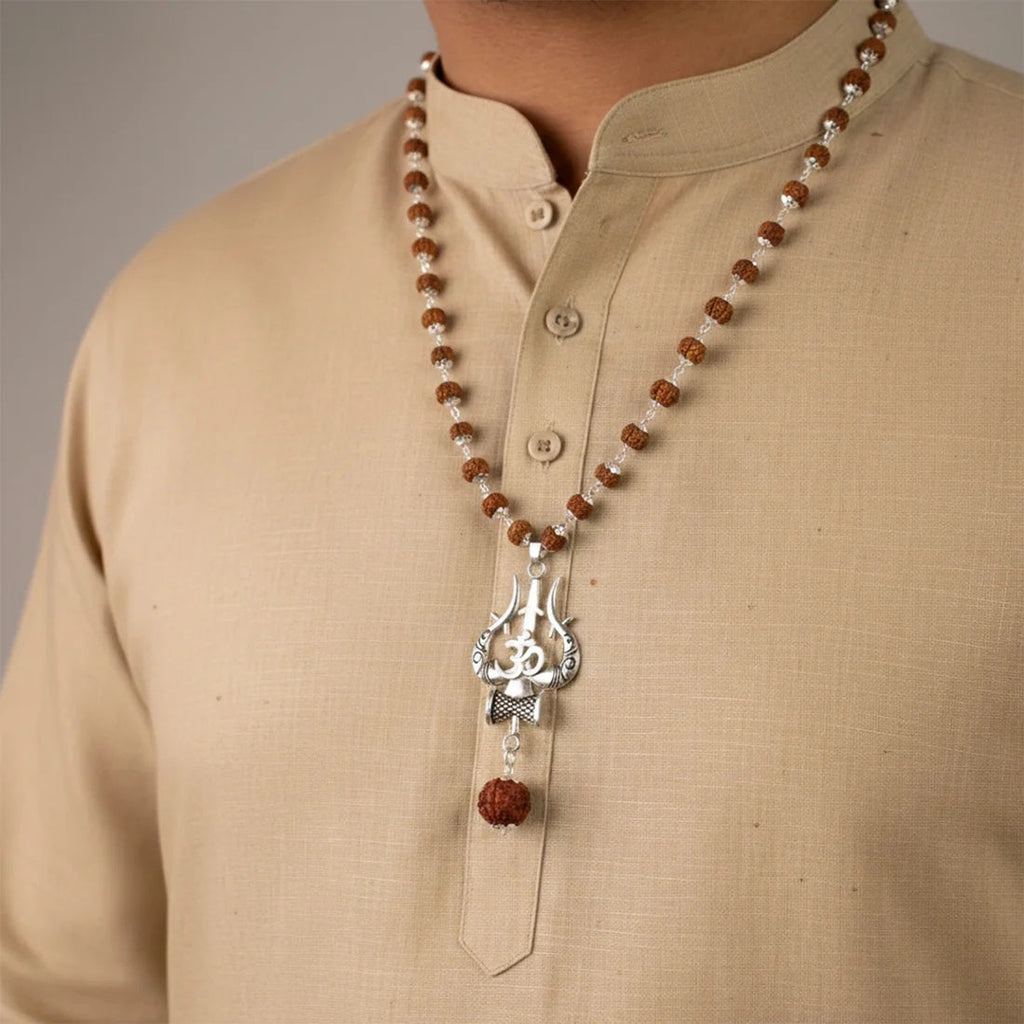 Shiv Rudraksha Mala with Om Shiva Trishul Pendant - Image 1