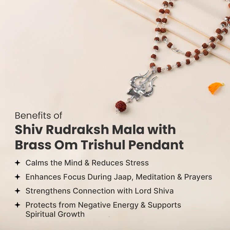 Shiv Rudraksha Mala with Om Shiva Trishul Pendant - Image 2