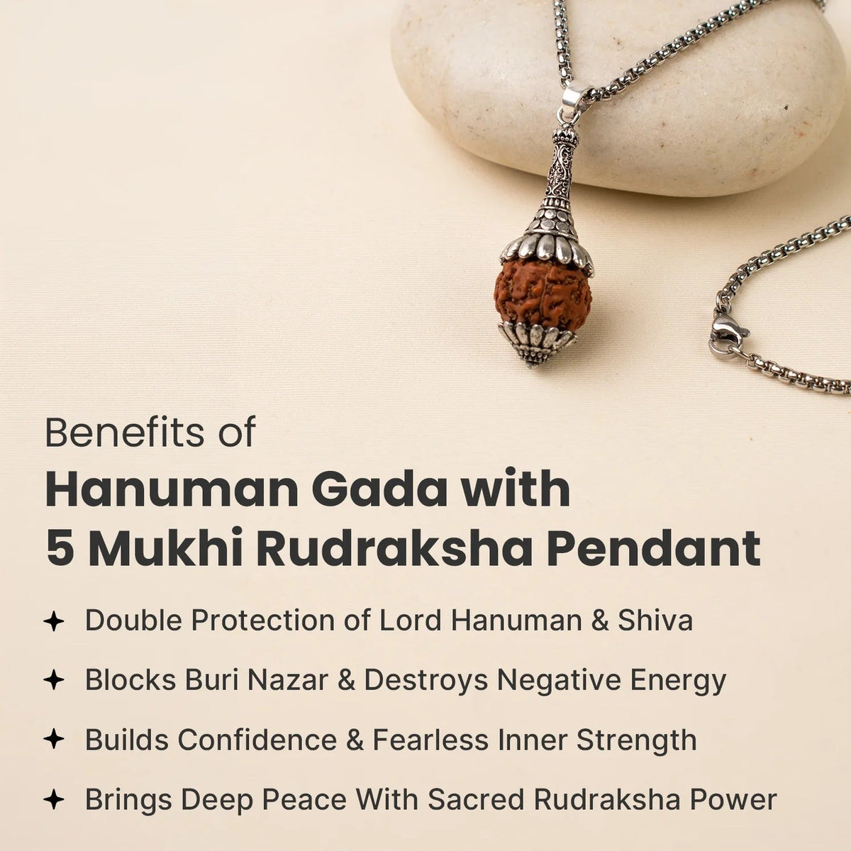 Rudraksha Hanuman Gada Pendant - Image 2