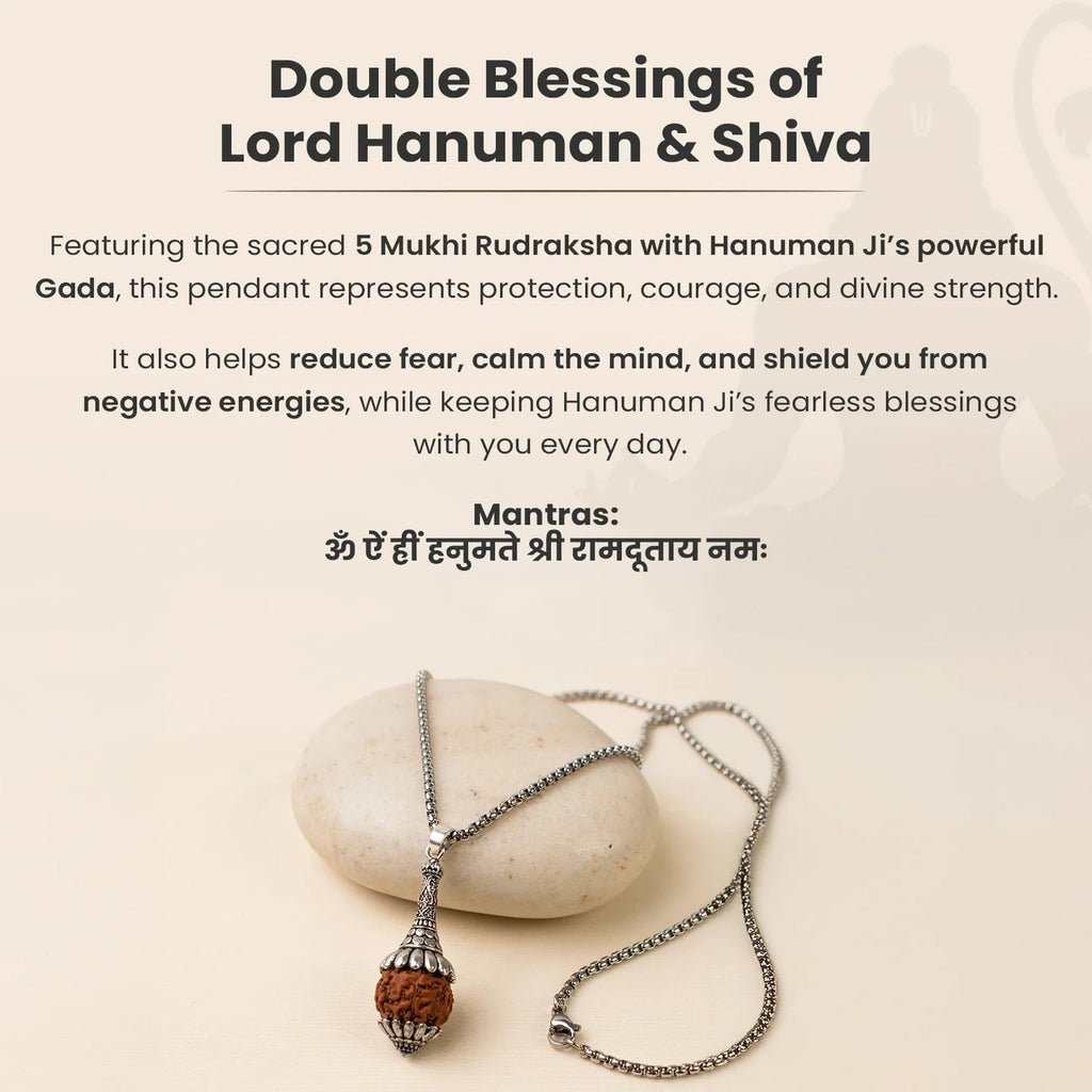 Rudraksha Hanuman Gada Pendant - Image 3