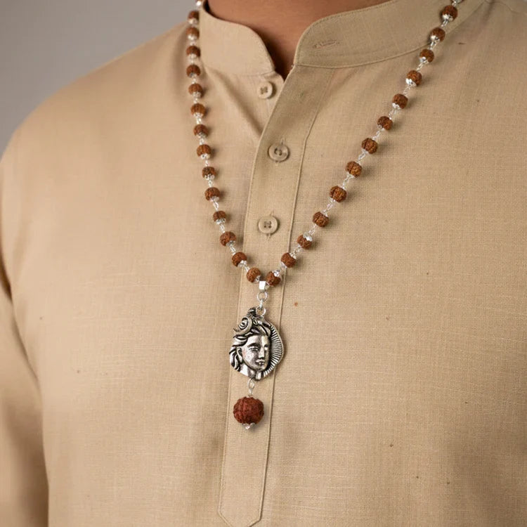 Shiv Rudraksha Mala with Adiyogi Shiv Pendant - Image 1