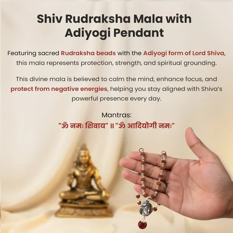Shiv Rudraksha Mala with Adiyogi Shiv Pendant - Image 3