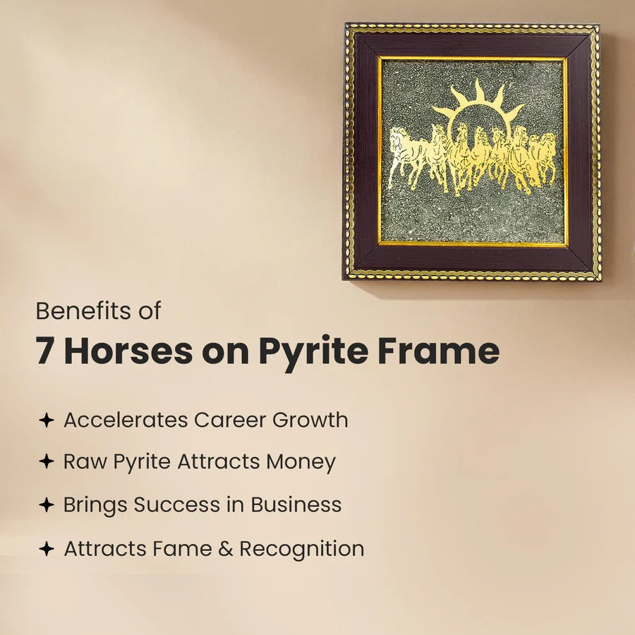 7 Horses on Raw Pyrite Frame - Image 2
