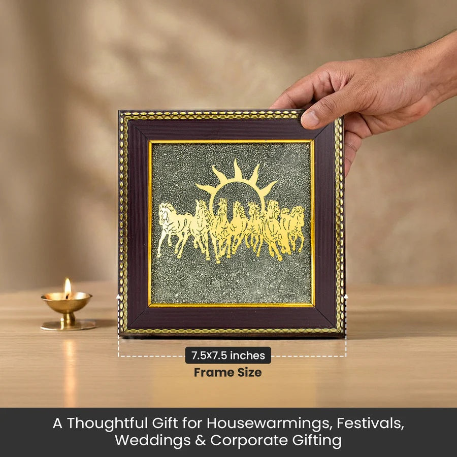 7 Horses on Raw Pyrite Frame - Image 4