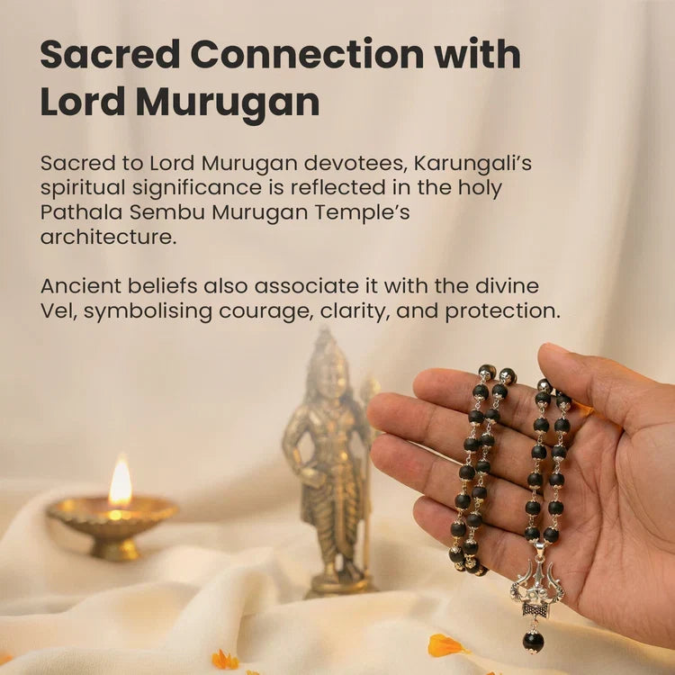 Karungali Mala with Om Shiva Trishul Pendant - Image 2