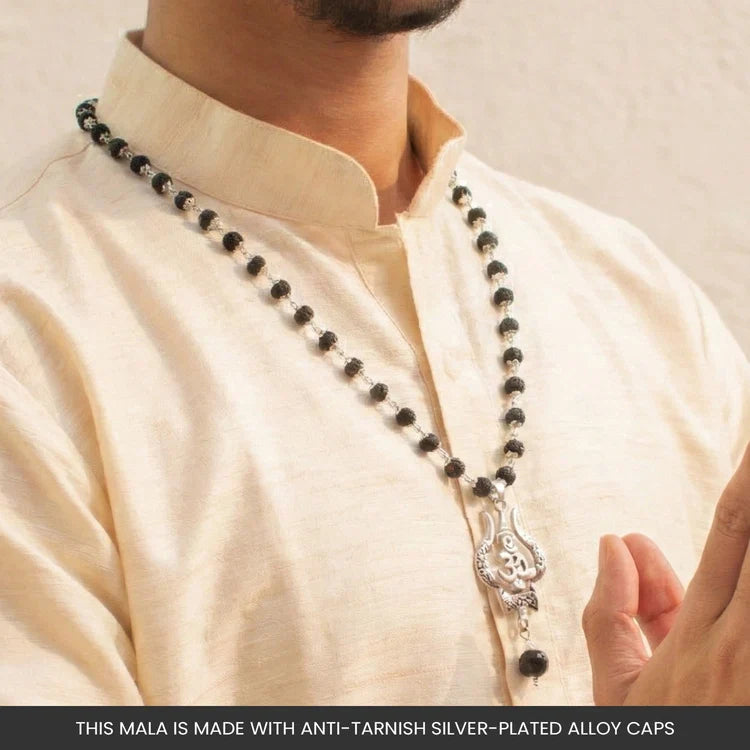 Karungali Mala with Om Shiva Trishul Pendant - Image 3