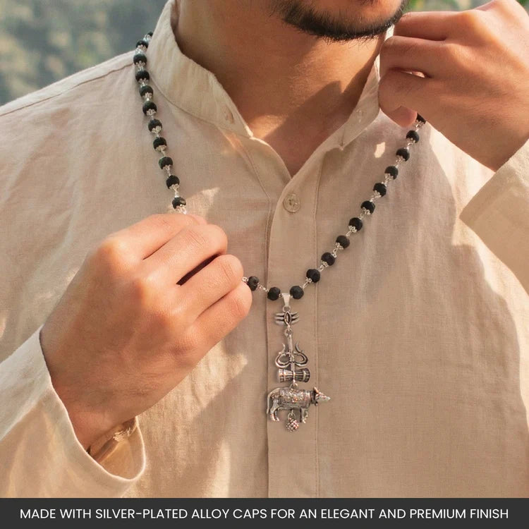 Shiv Raksha Karungali Mala with Trishul Nandi Pendant 152 reviews - Image 4
