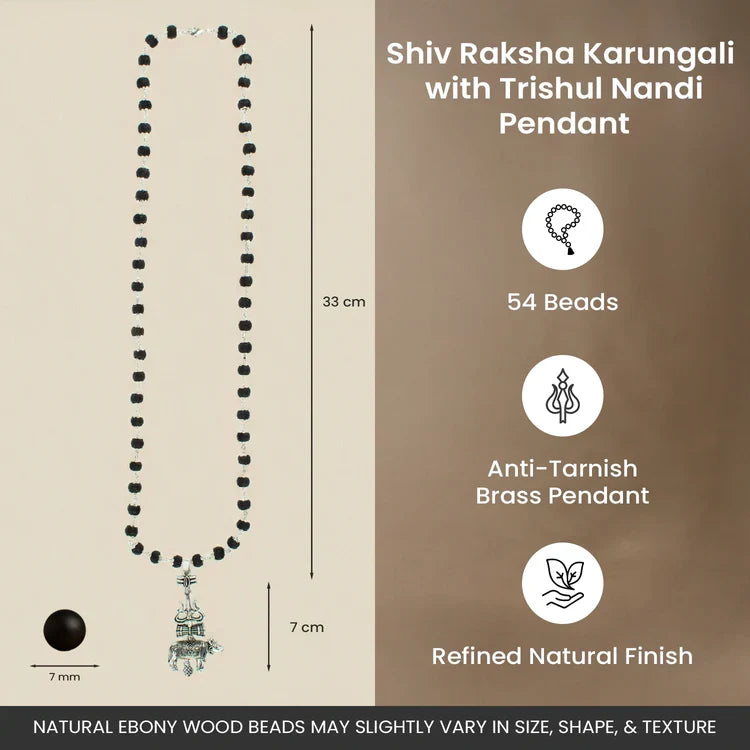 Shiv Raksha Karungali Mala with Trishul Nandi Pendant 152 reviews - Image 5