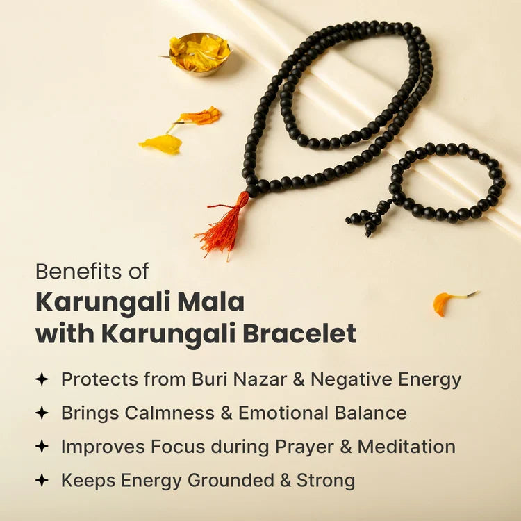 Karungali Malai (8mm) with 8mm Karungali Bracelet (Govt. Certified) - Image 2