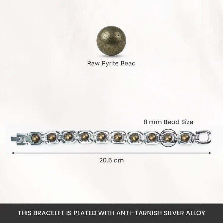 Metal Raw Pyrite Bracelet - Silver - Image 4
