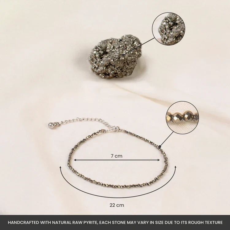 Mahalaxmi Combo - Raw Pyrite Anklet with Pyrite Stone - Image 5