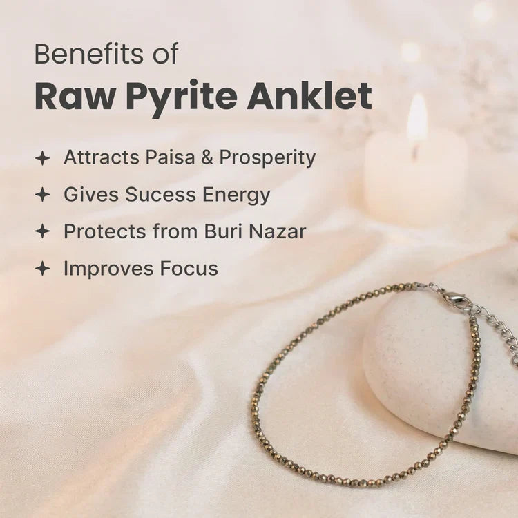 Pyrite Anklet with FREE Rose Quartz Bracelet - Image 2
