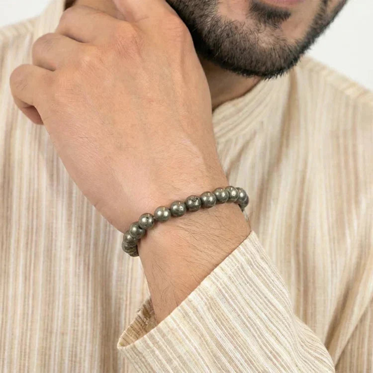 Raw Pyrite Bracelet with FREE Raw Selenite Plate - Image 4