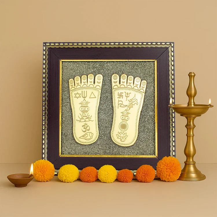 Maa Lakshmi Charan Paduka on Pyrite Frame - Image 1