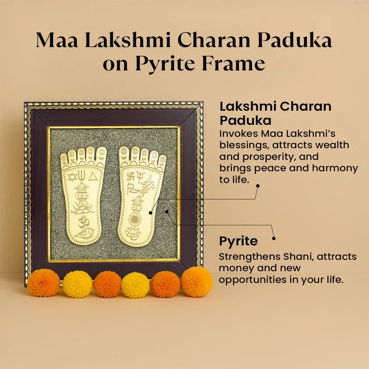 Maa Lakshmi Charan Paduka on Pyrite Frame - Image 4