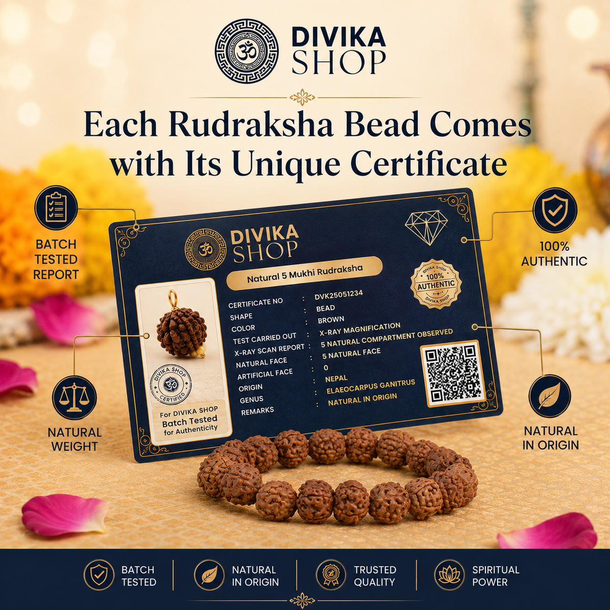 5 Mukhi Rudraksha Bracelet - Image 5