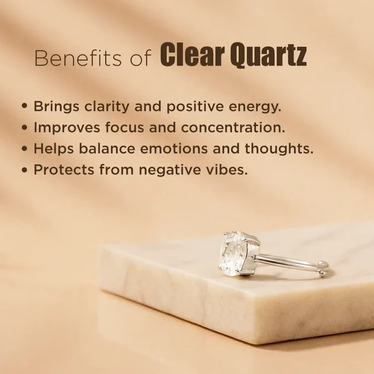 CLEAR QUARTZ RING - The Master healer | The Shiva Sphatik Crystal | Best for PARENTS - Image 1