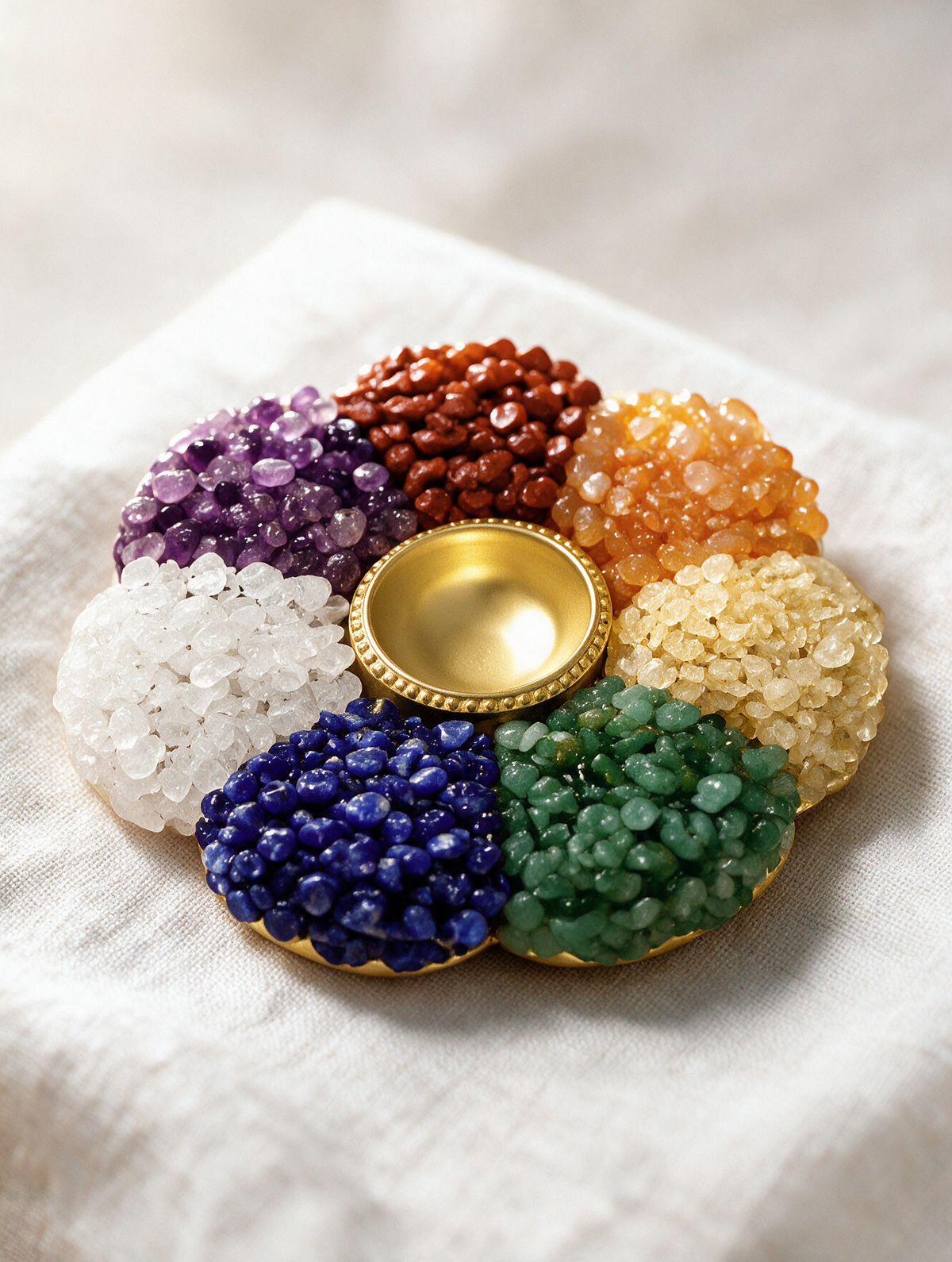7 Chakra Natural Stone Diya – Multicolor Chakra Healing Stone Lamp - Image 1
