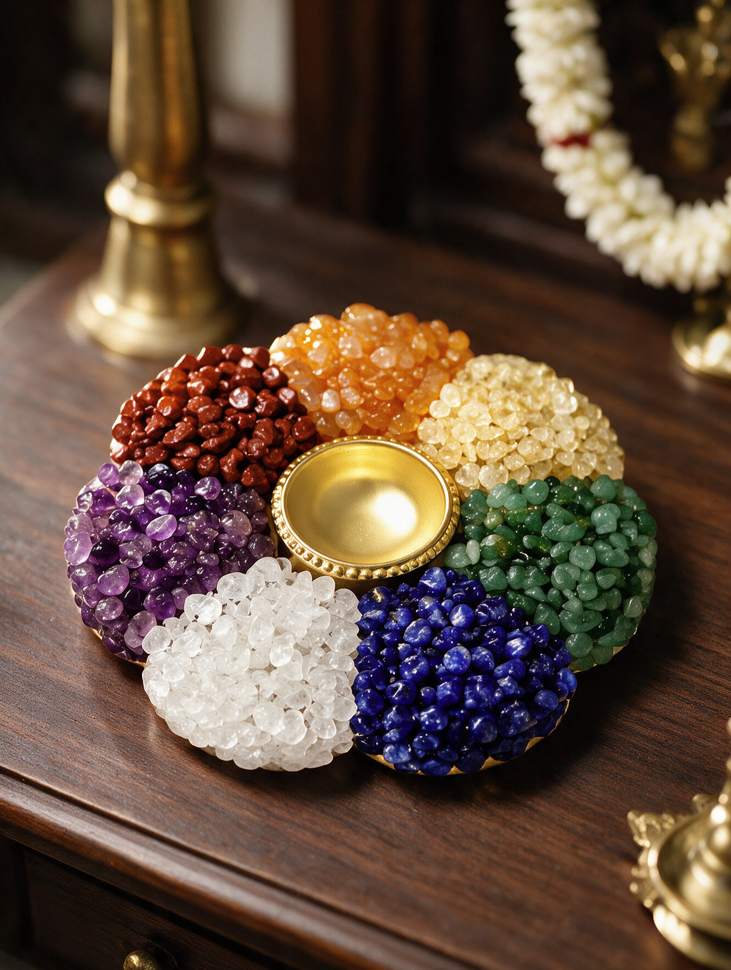 7 Chakra Natural Stone Diya – Multicolor Chakra Healing Stone Lamp - Image 3