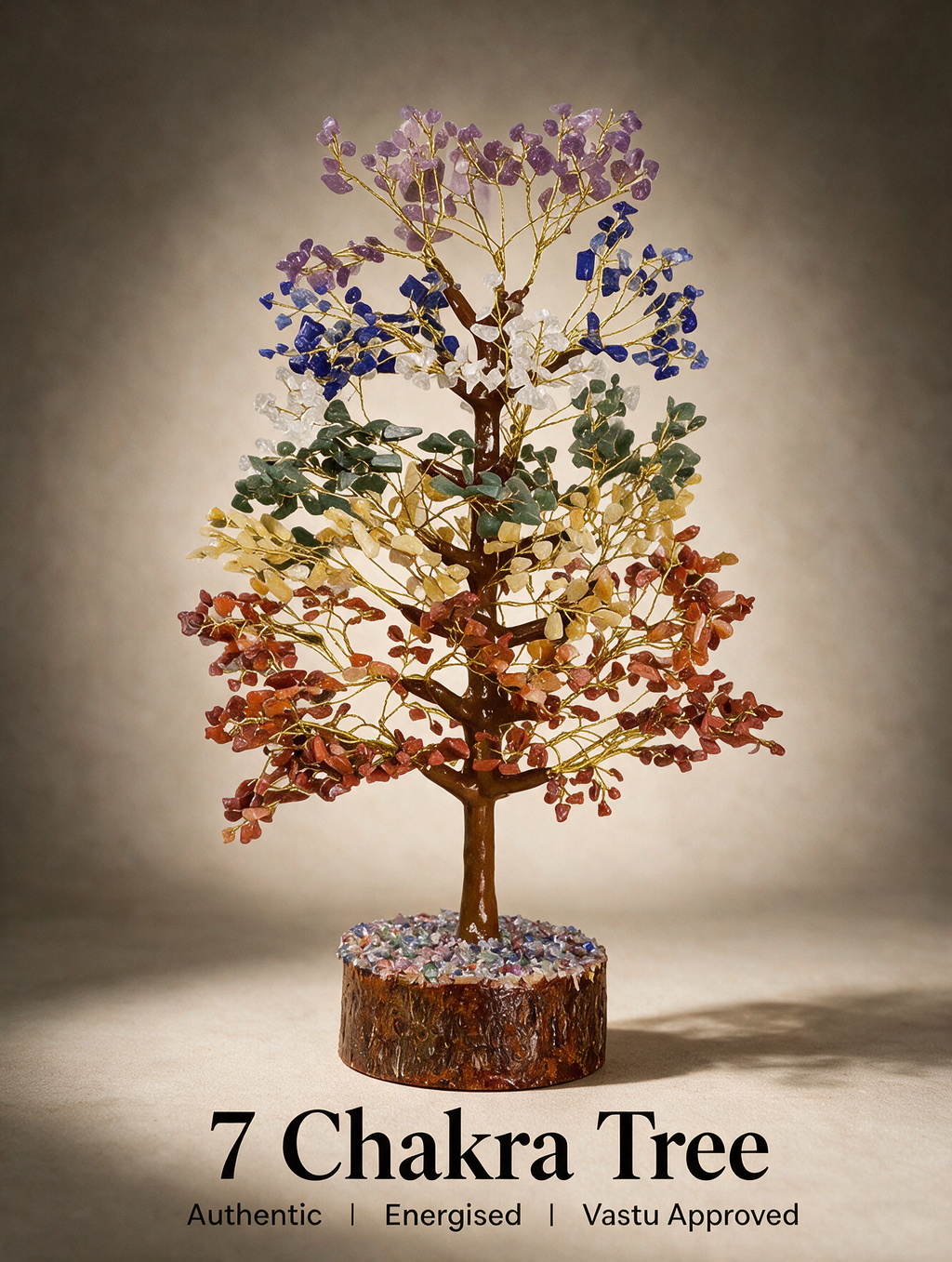 7 Chakra Crystal Tree with Wooden Base