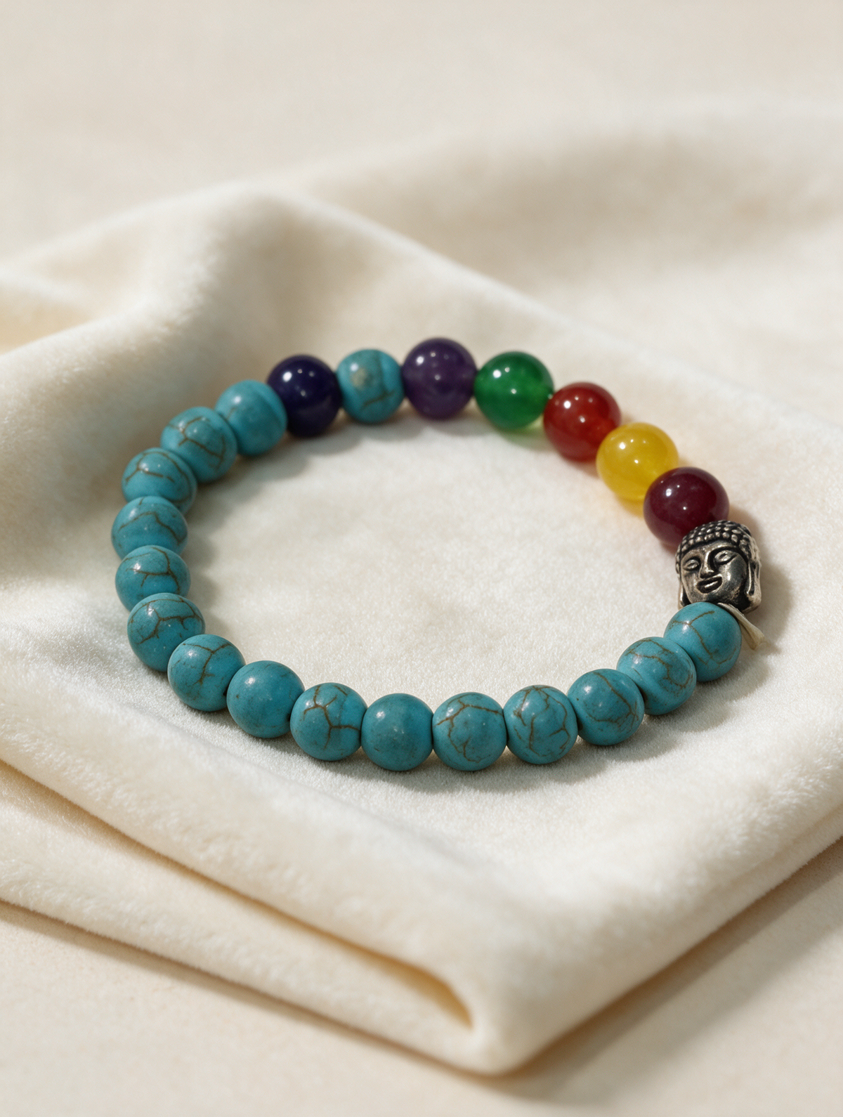 Turquoise 7 Chakra Buddha Bracelet (Blue)