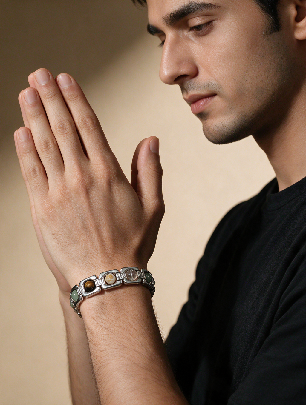 Silver Metal Multi-Stone Luck Bracelet