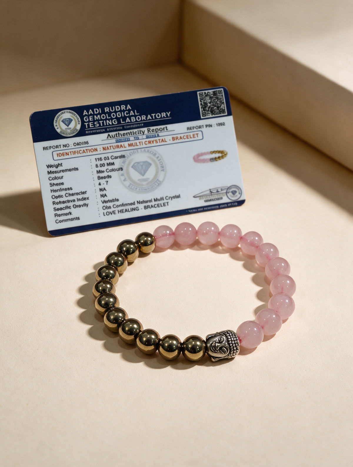 Love & Money Buddha Bracelet – Pyrite & Rose Quartz