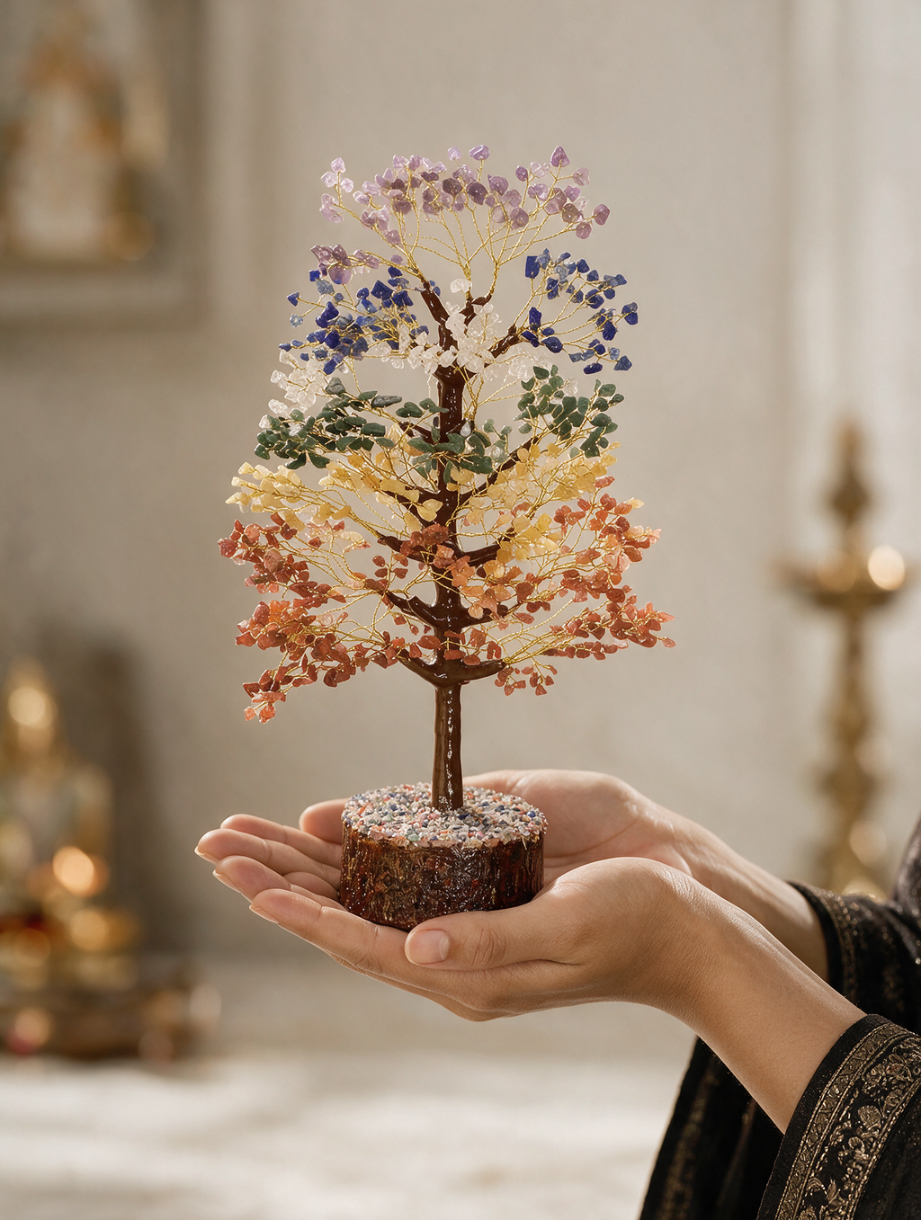 7 Chakra Crystal Tree with Wooden Base