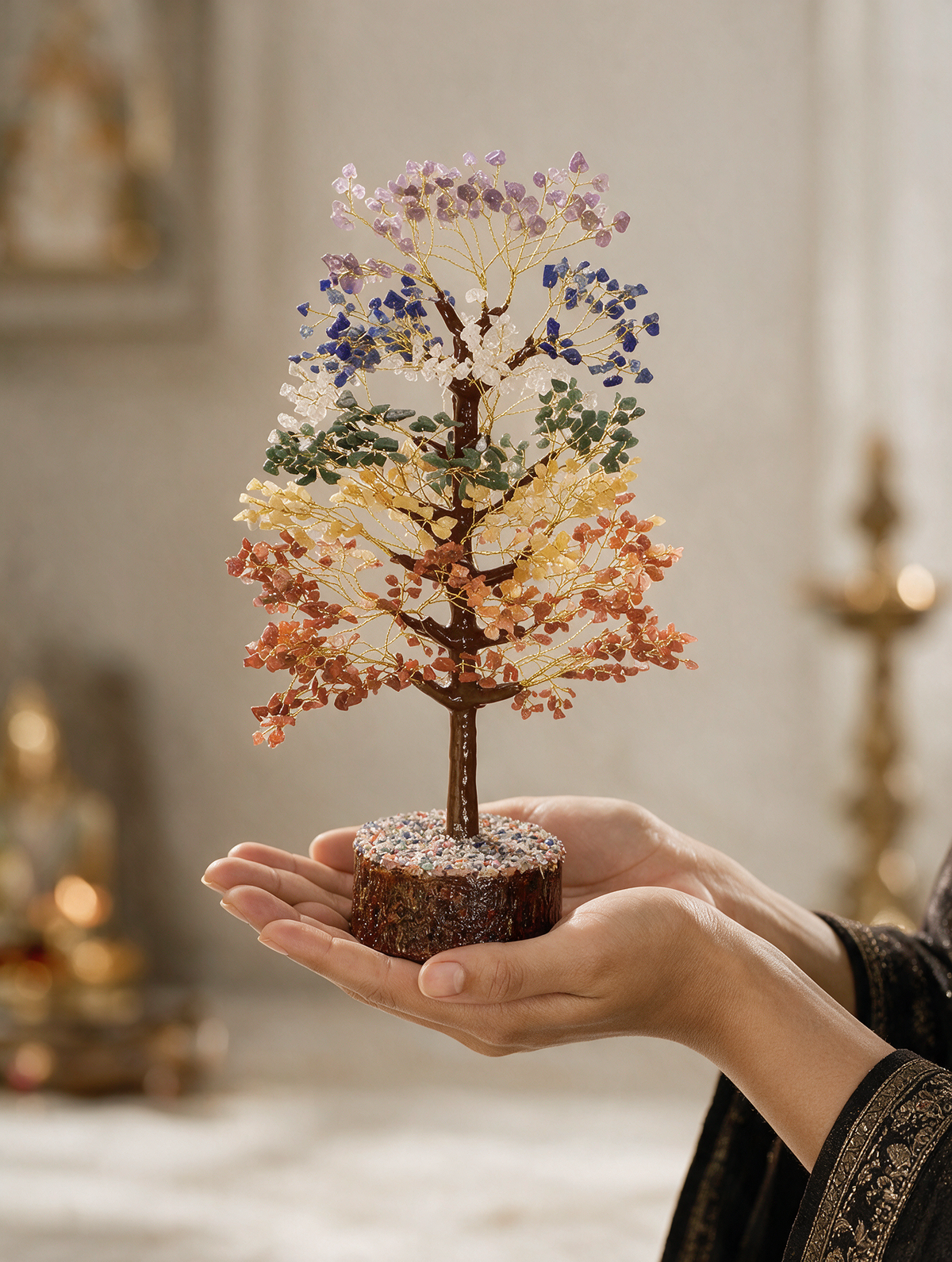 7 Chakra Crystal Tree with Wooden Base