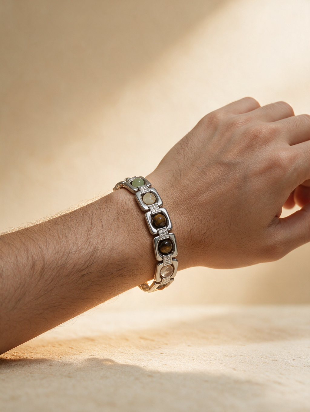 Silver Metal Multi-Stone Luck Bracelet