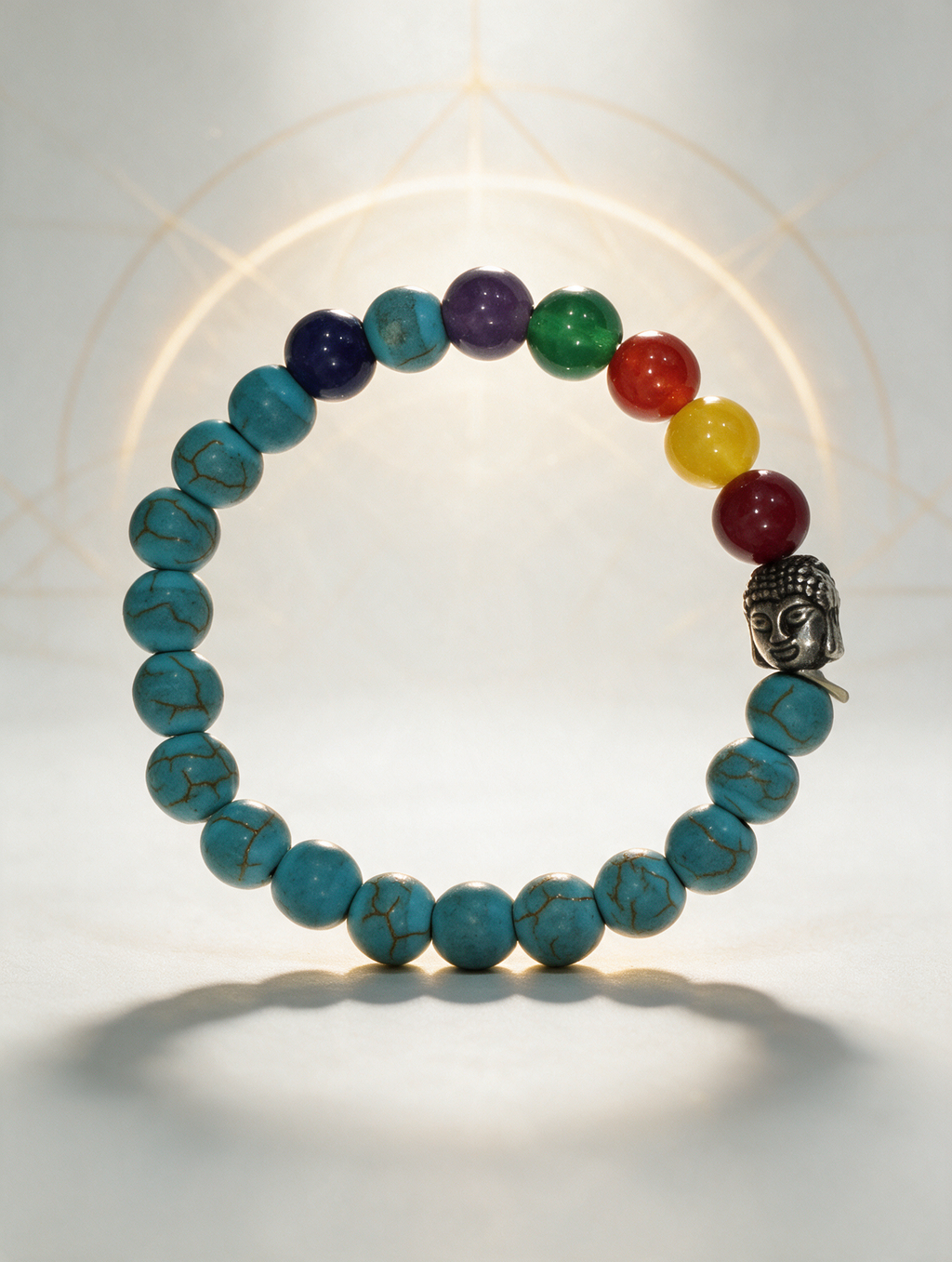 Turquoise 7 Chakra Buddha Bracelet (Blue)