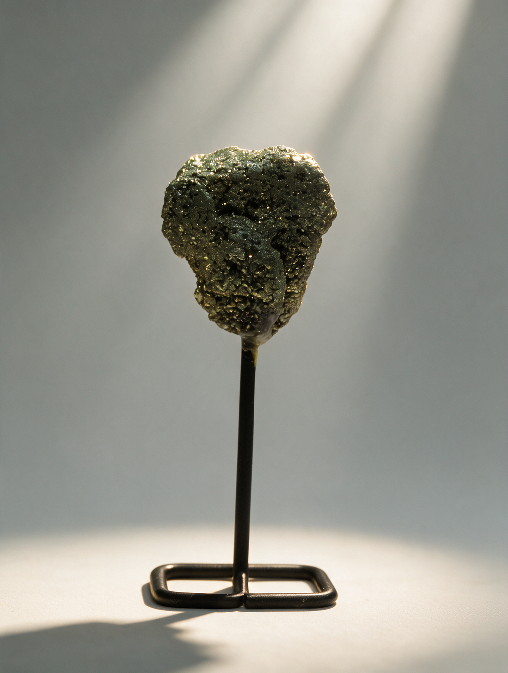 Raw Pyrite Stone with Metal Stand