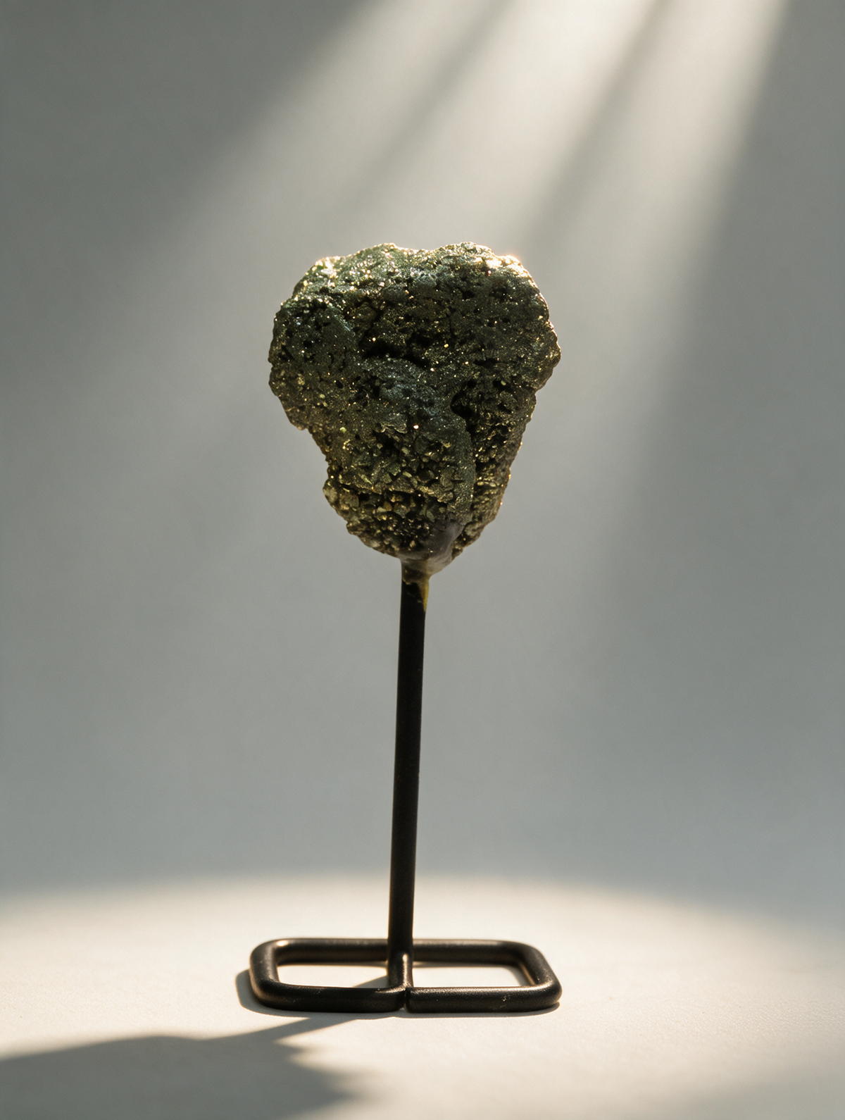 Raw Pyrite Stone with Metal Stand
