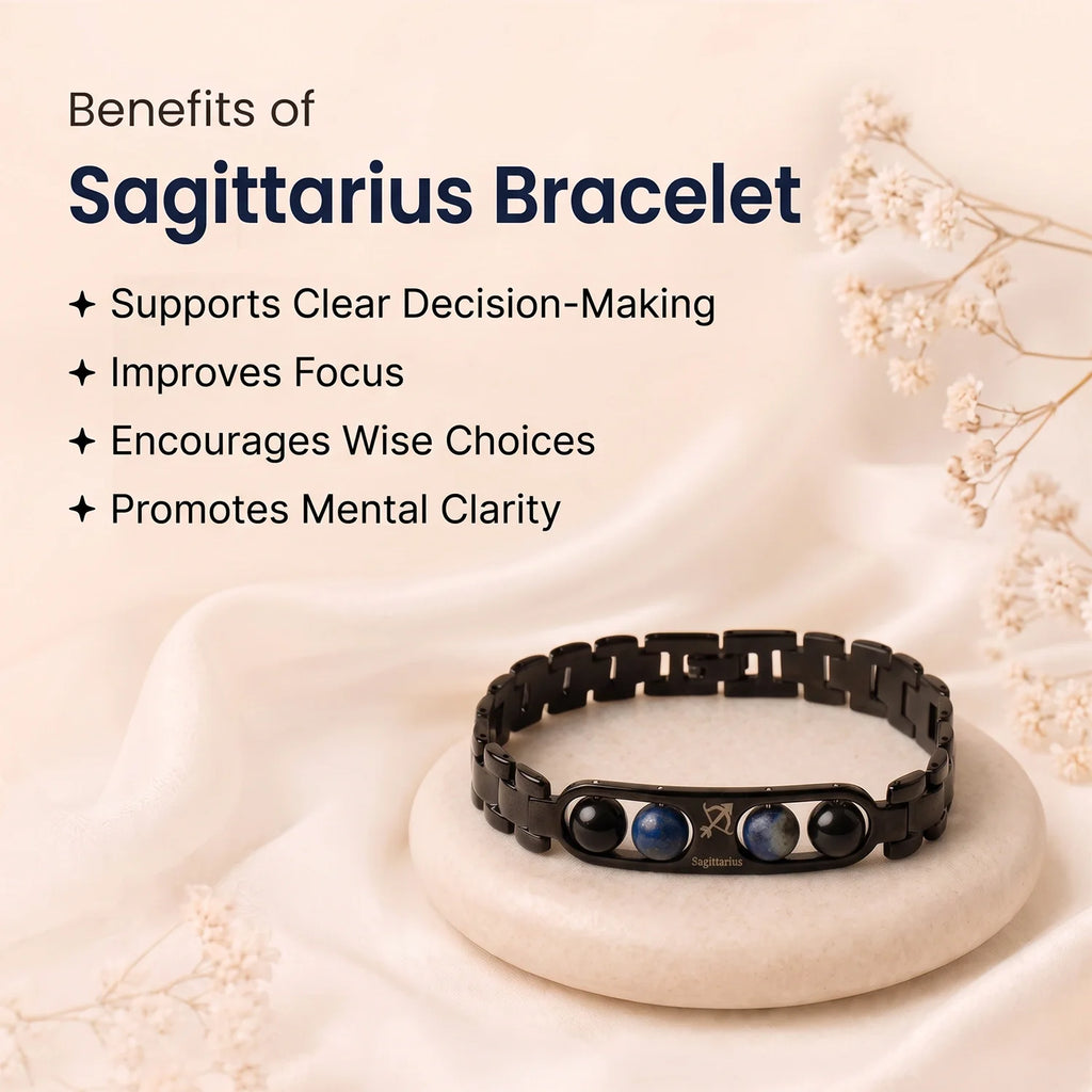 Sagittarius Zodiac Metal Bracelet with Free Raw Selenite Plate