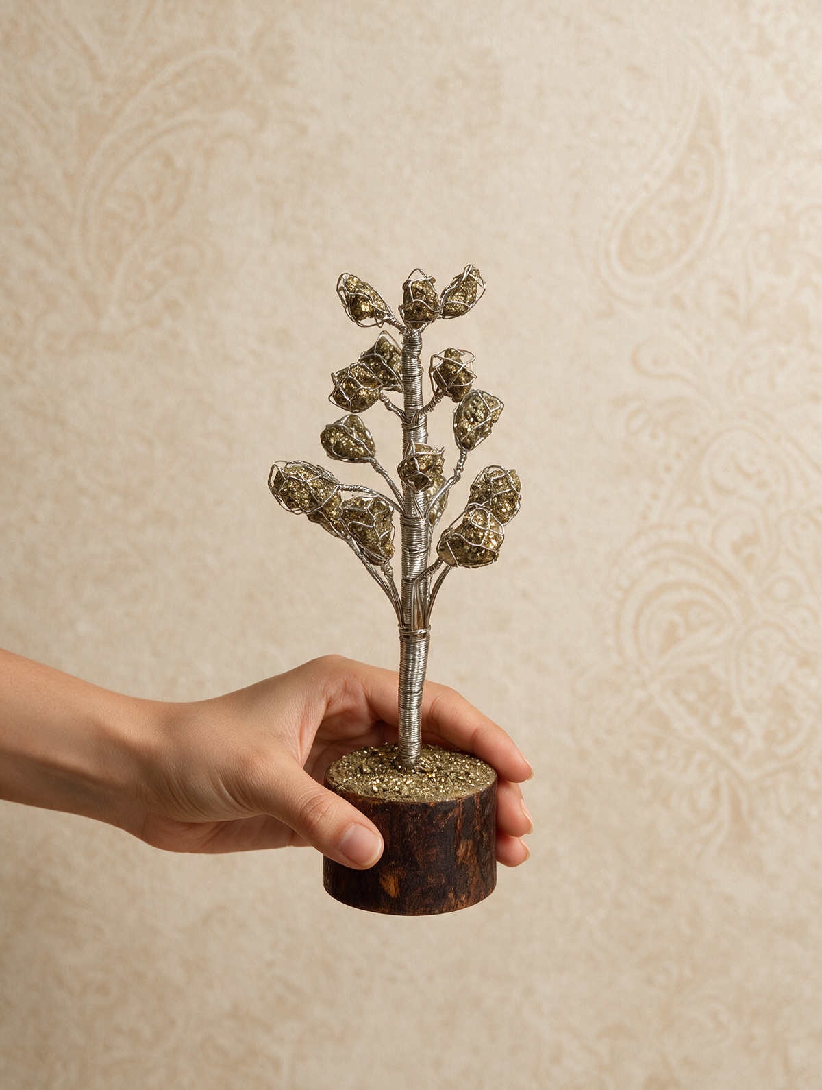 Raw Pyrite Tree with Wooden Base