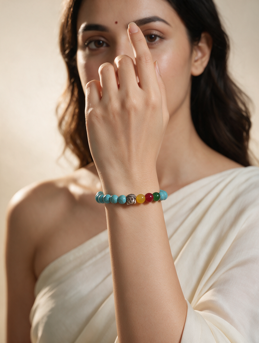 Turquoise 7 Chakra Buddha Bracelet (Blue)