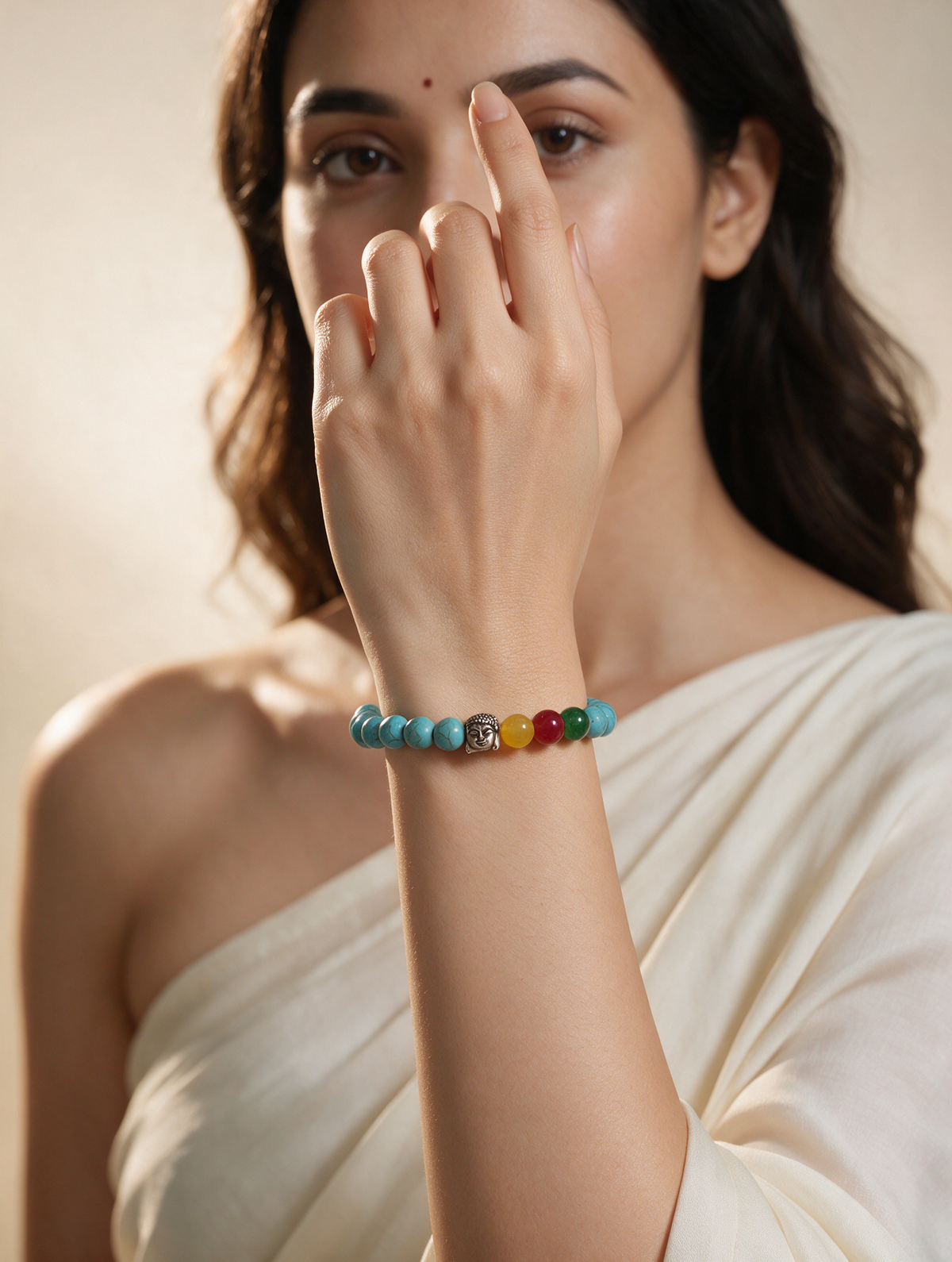 Turquoise 7 Chakra Buddha Bracelet (Blue)
