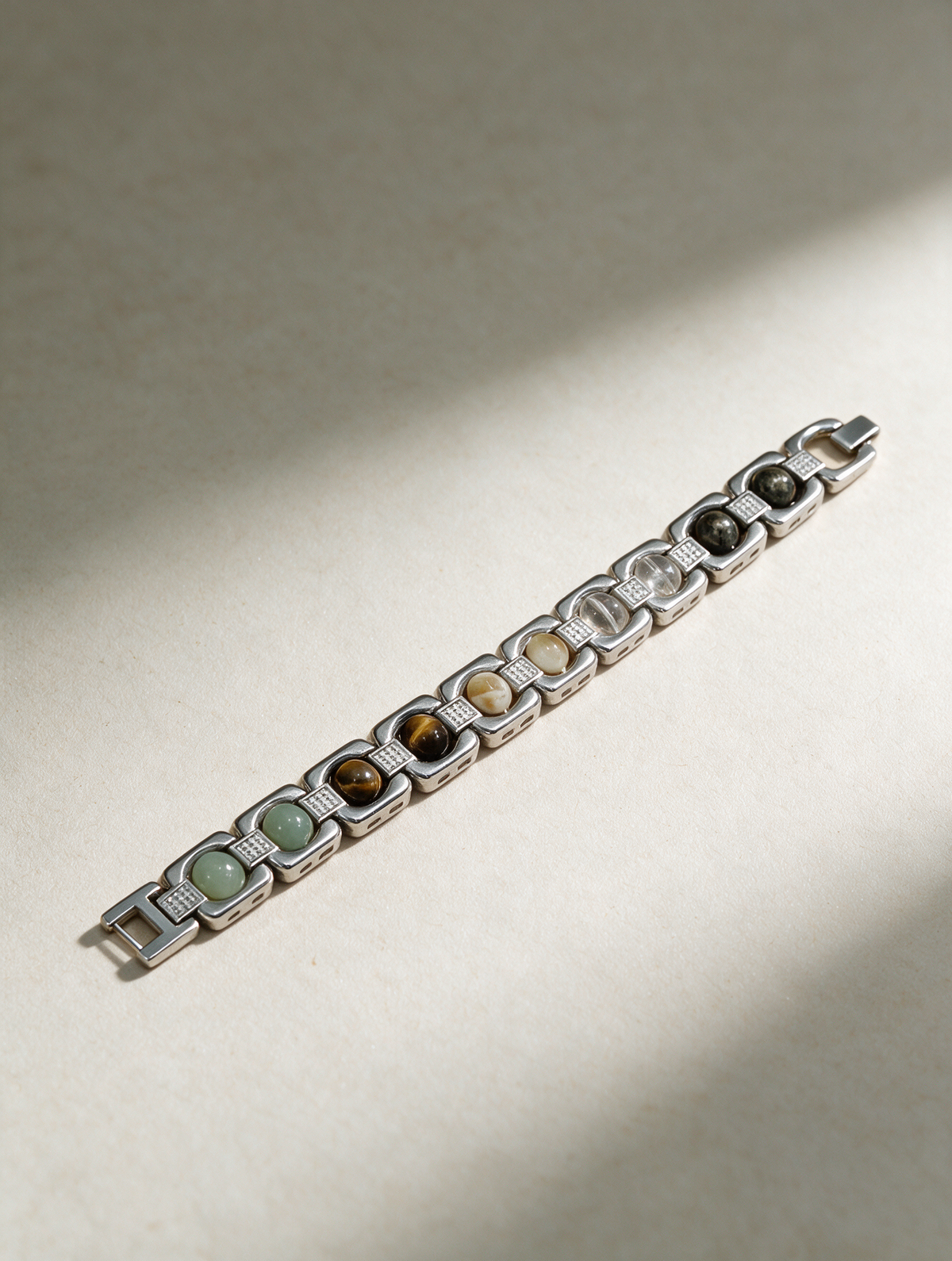 Silver Metal Multi-Stone Luck Bracelet