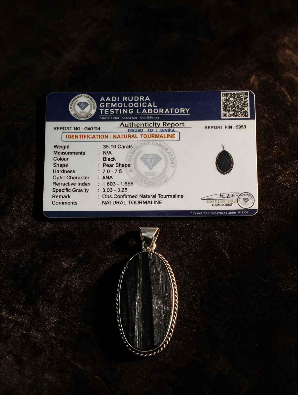 Raw Black Tourmaline Pendant – Oval